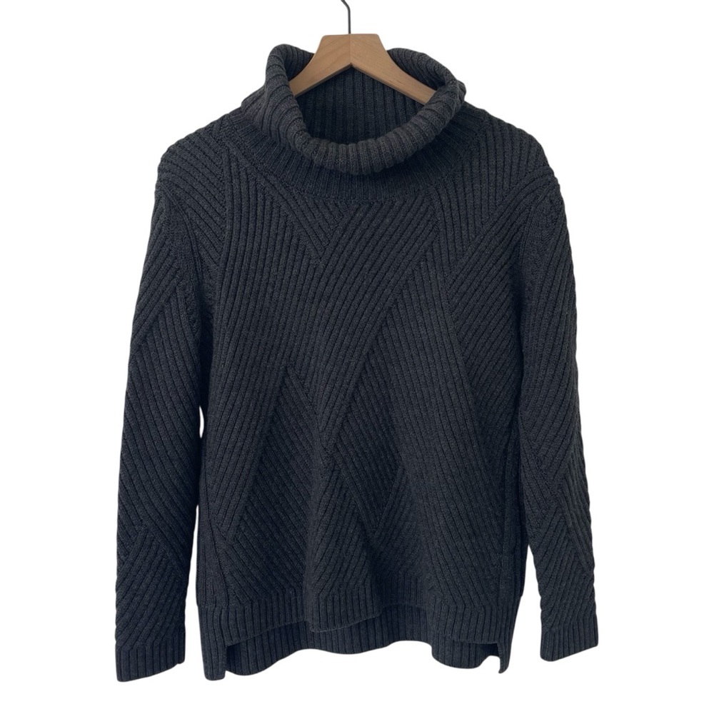 Rag Bone Merino Wool Sweater XXS Gray Ribbed Chunky Knit Cowl Neck Cozy Pullover